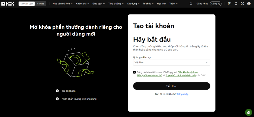 Mở tài khoản sàn OKX