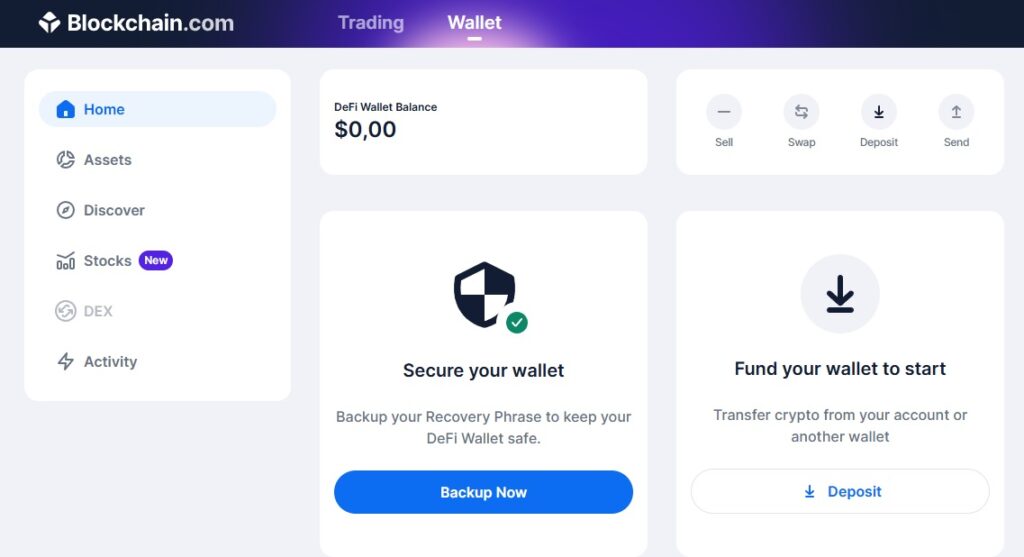 Ví Bitcoin trên website Blockchain.com