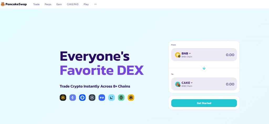 Giao diện của sàn Pancakeswap thuvientiendientu.com