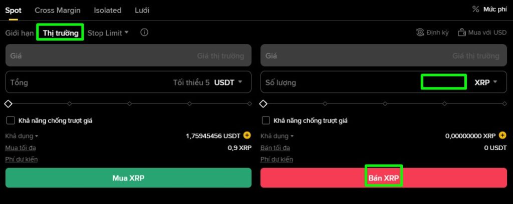 Bán XRP với giá thị trường 