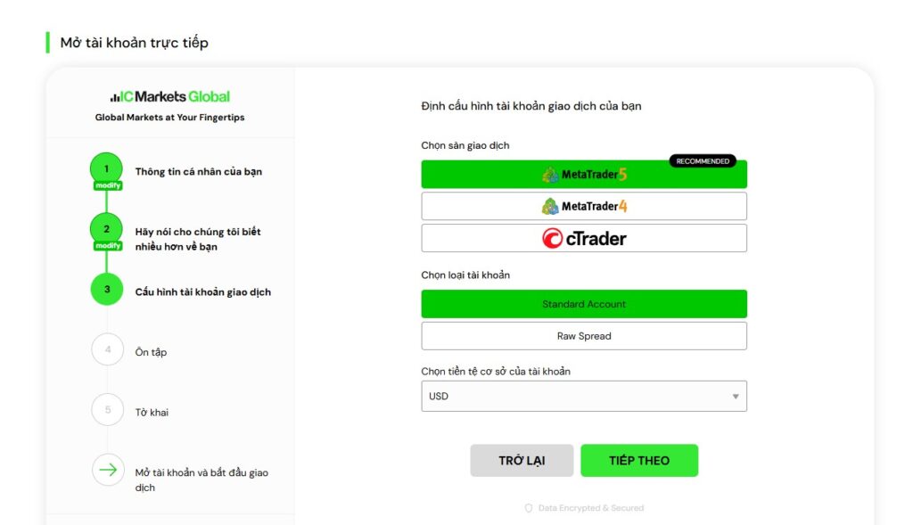 Chọn loại tài khoản IC Markets để giao dịch