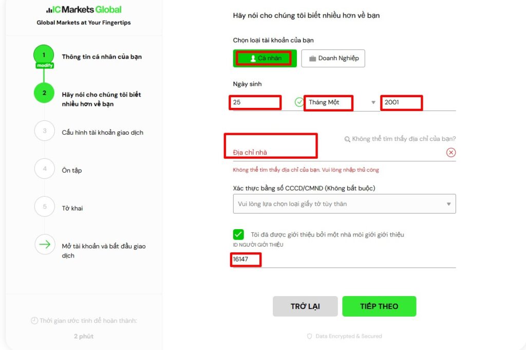Điền thông tin bổ sung