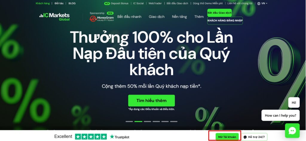 mở tài khoản sàn Ic Markets